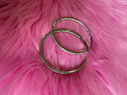 PENDIENTES AROS BRILLANTE PLATEADO